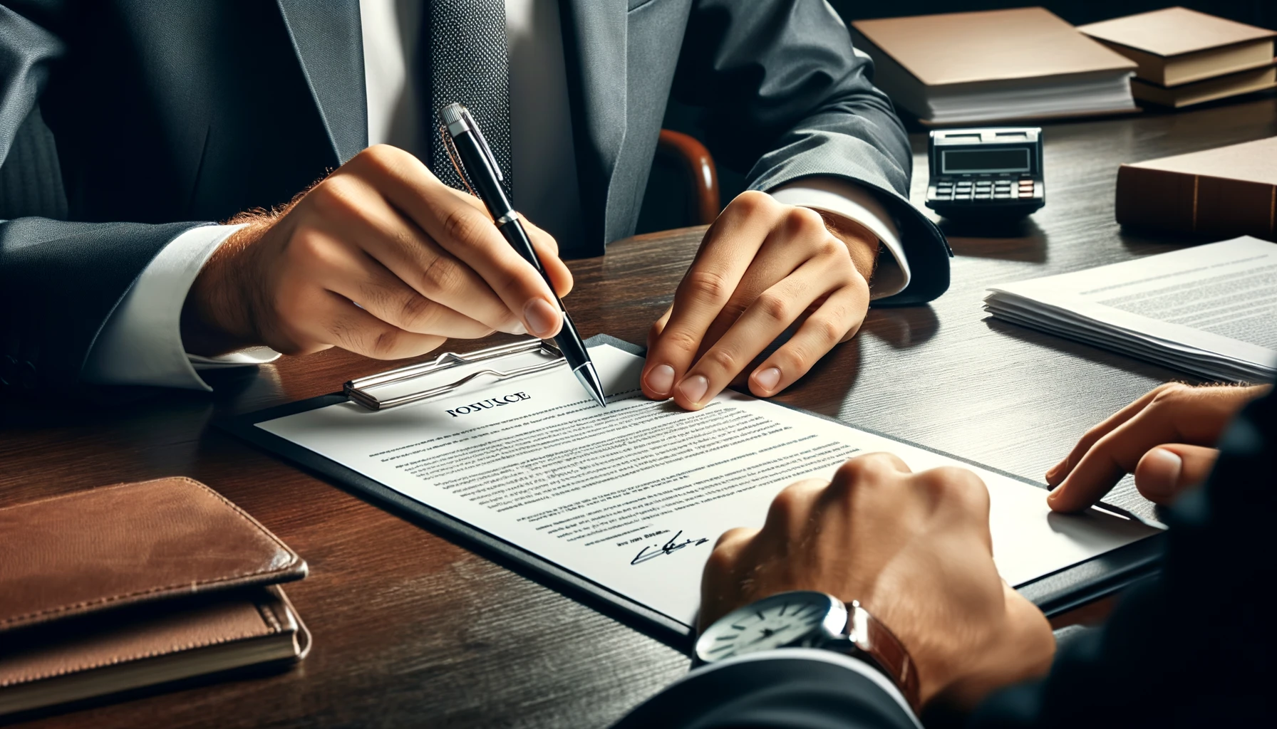 The hands of a businessman and a client and the signing of an insurance policy