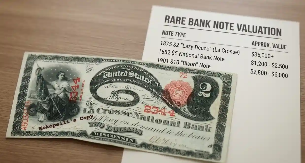 Close-up of a  $2 bill next to a simple value chart sheet